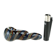 Load image into Gallery viewer, Red and Green Twisted Glass Pipe