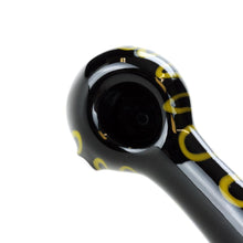 Load image into Gallery viewer, Black with Yellow Squiggles Glass Spoon Pipe
