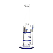 Load image into Gallery viewer, Glass Double Disc Perc Bong Blue HoneyComb