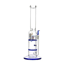 Load image into Gallery viewer, Glass Double Disc Perc Bong Blue HoneyComb