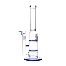 Load image into Gallery viewer, Glass Double Disc Perc Bong Blue HoneyComb