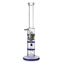 Load image into Gallery viewer, Glass Triple Disc Perc Bong Blue HoneyComb