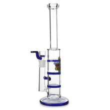 Load image into Gallery viewer, Glass Triple Disc Perc Bong Blue HoneyComb