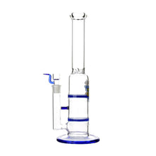 Load image into Gallery viewer, Glass Double Disc Perc Bong Blue HoneyComb
