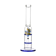 Load image into Gallery viewer, Glass Double Disc Perc Bong Blue HoneyComb
