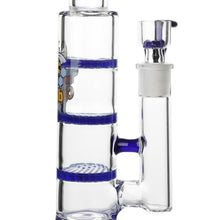 Load image into Gallery viewer, Glass Triple Disc Perc Bong Blue HoneyComb

