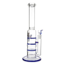 Load image into Gallery viewer, Glass Triple Disc Perc Bong Blue HoneyComb
