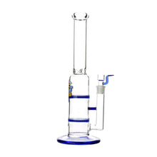 Load image into Gallery viewer, Glass Double Disc Perc Bong Blue HoneyComb
