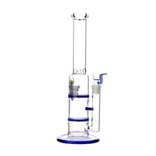 Load image into Gallery viewer, Glass Double Disc Perc Bong Blue HoneyComb
