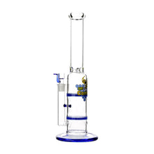 Load image into Gallery viewer, Glass Double Disc Perc Bong Blue HoneyComb
