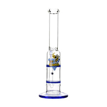 Load image into Gallery viewer, Glass Double Disc Perc Bong Blue HoneyComb
