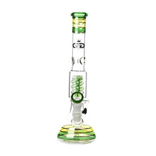 Load image into Gallery viewer, Rasta style beaker bong with coiled spiral perc
