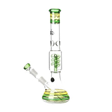 Load image into Gallery viewer, Rasta style beaker bong with coiled spiral perc
